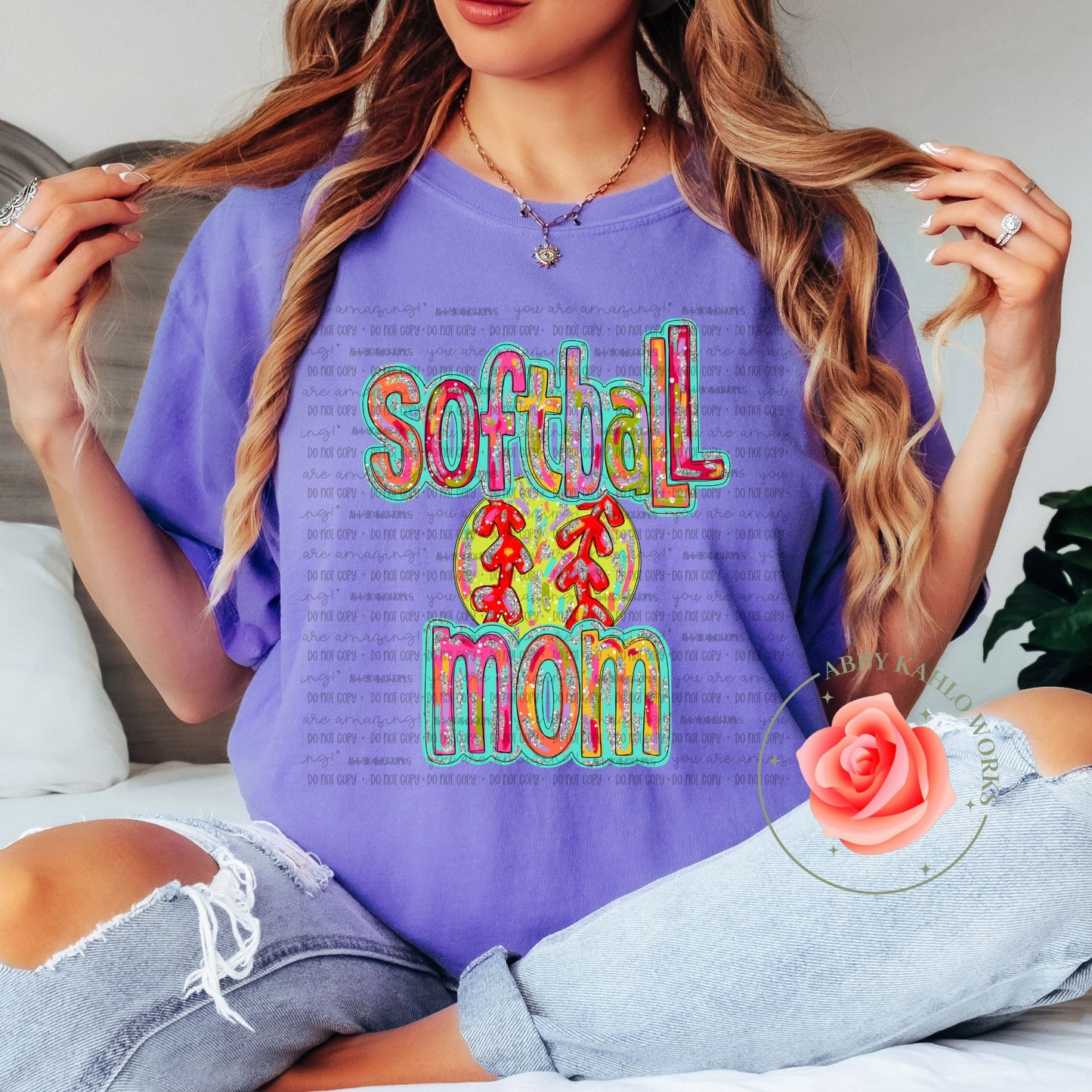 Brush Strokes Softball Mom