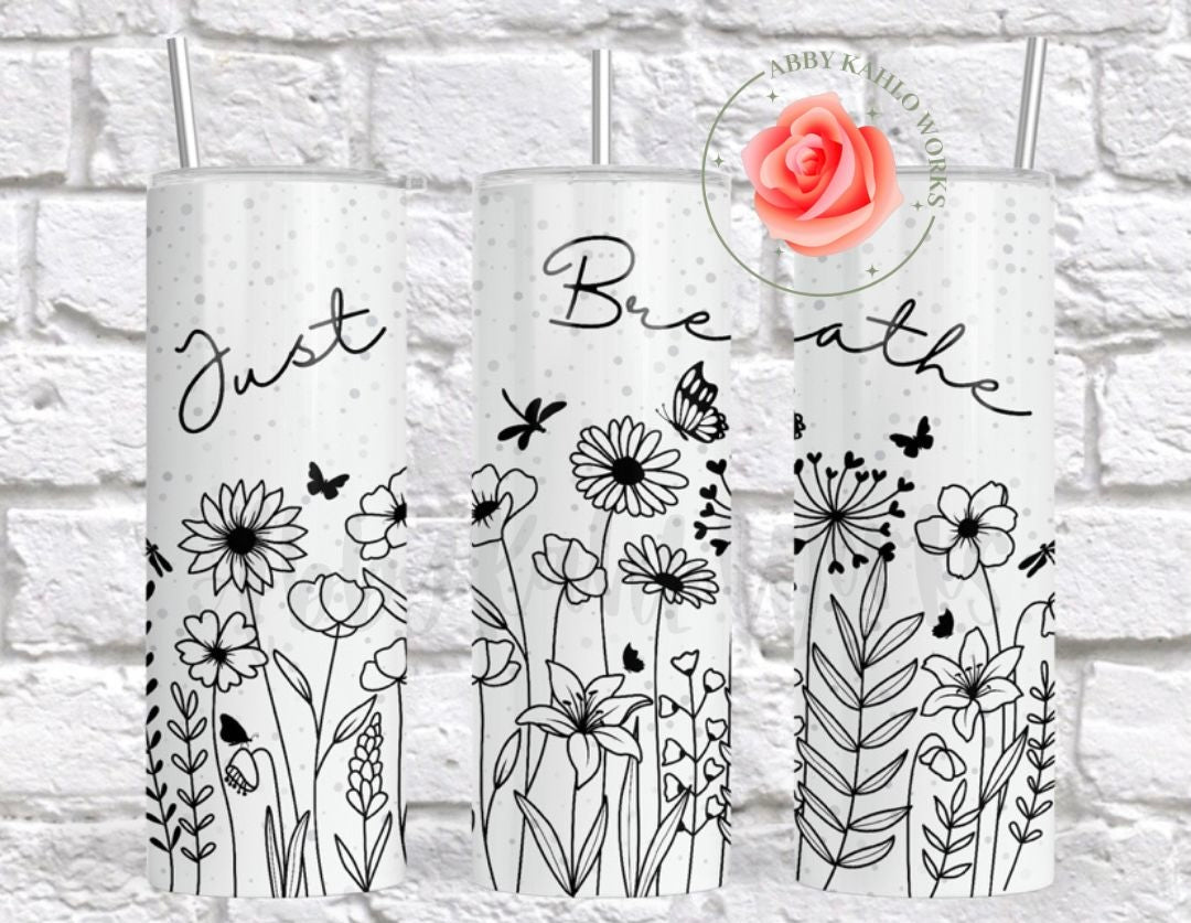 Just Breathe Wildflowers Tumbler