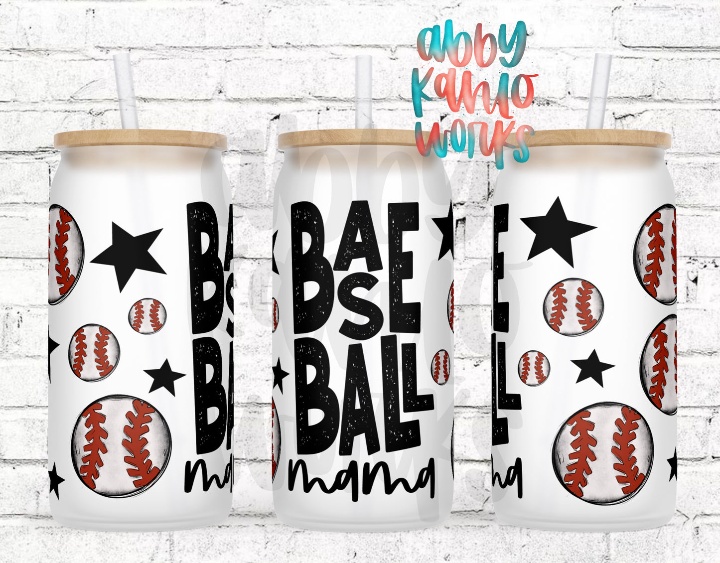 Baseball Mama Glass Can