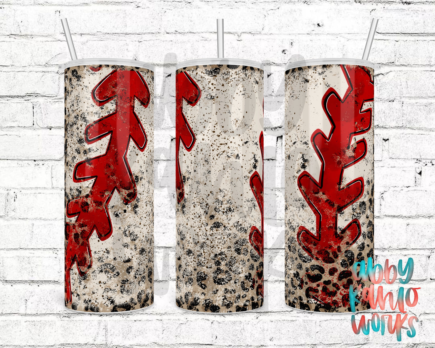 Distressed Leopard Baseball Tumbler