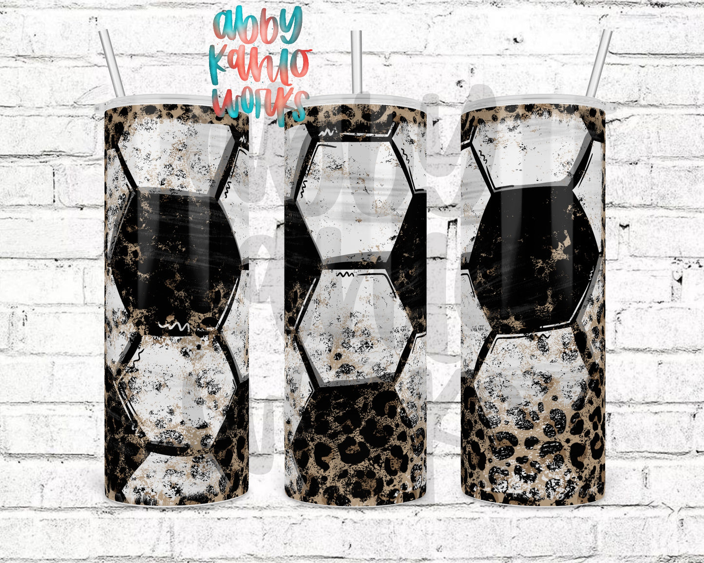 Distressed Leopard Soccer Tumbler