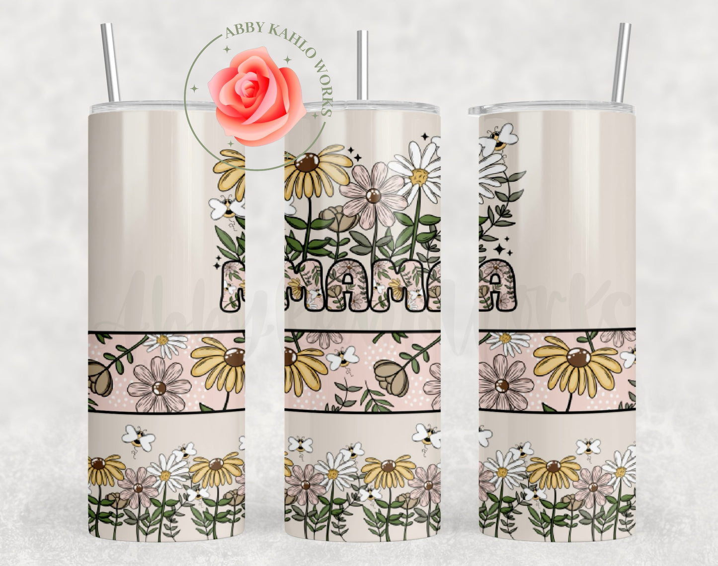 Floral & Bees MAMA Skinny Tumbler