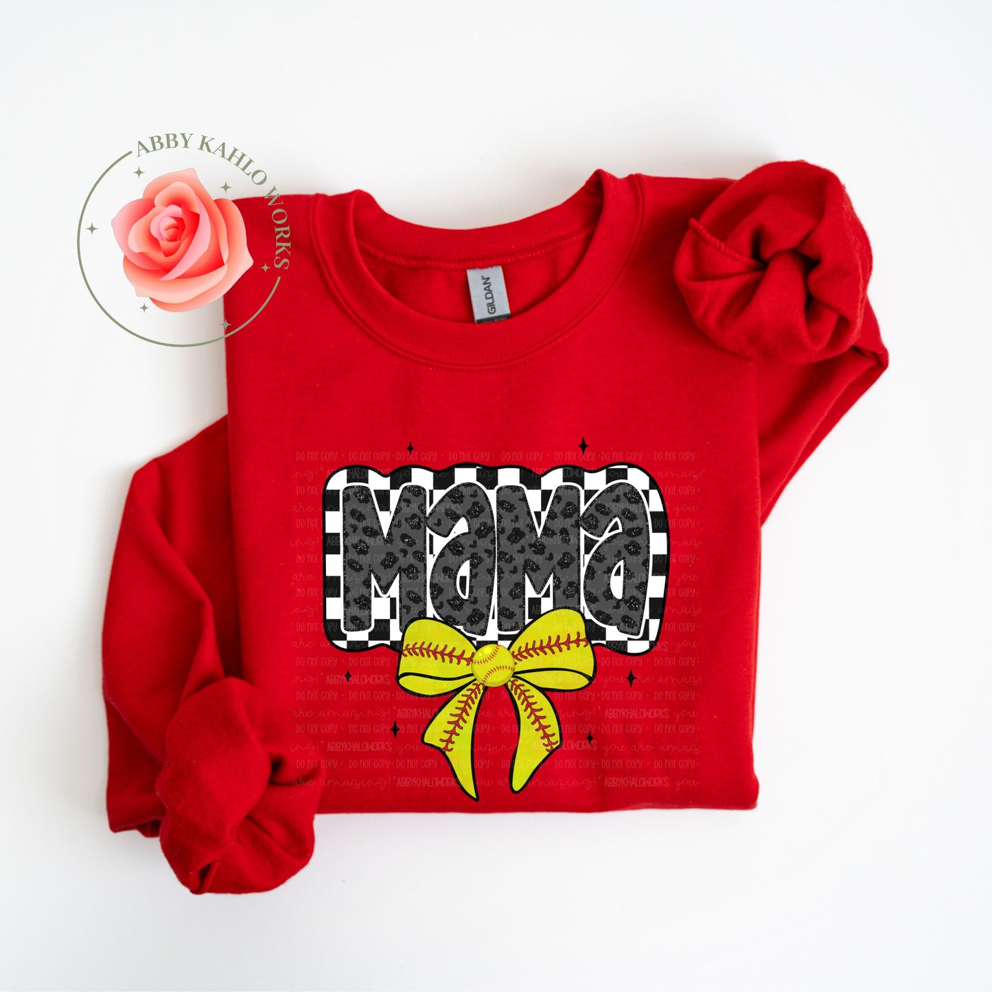 Mama Softball Bow Sweatshirt