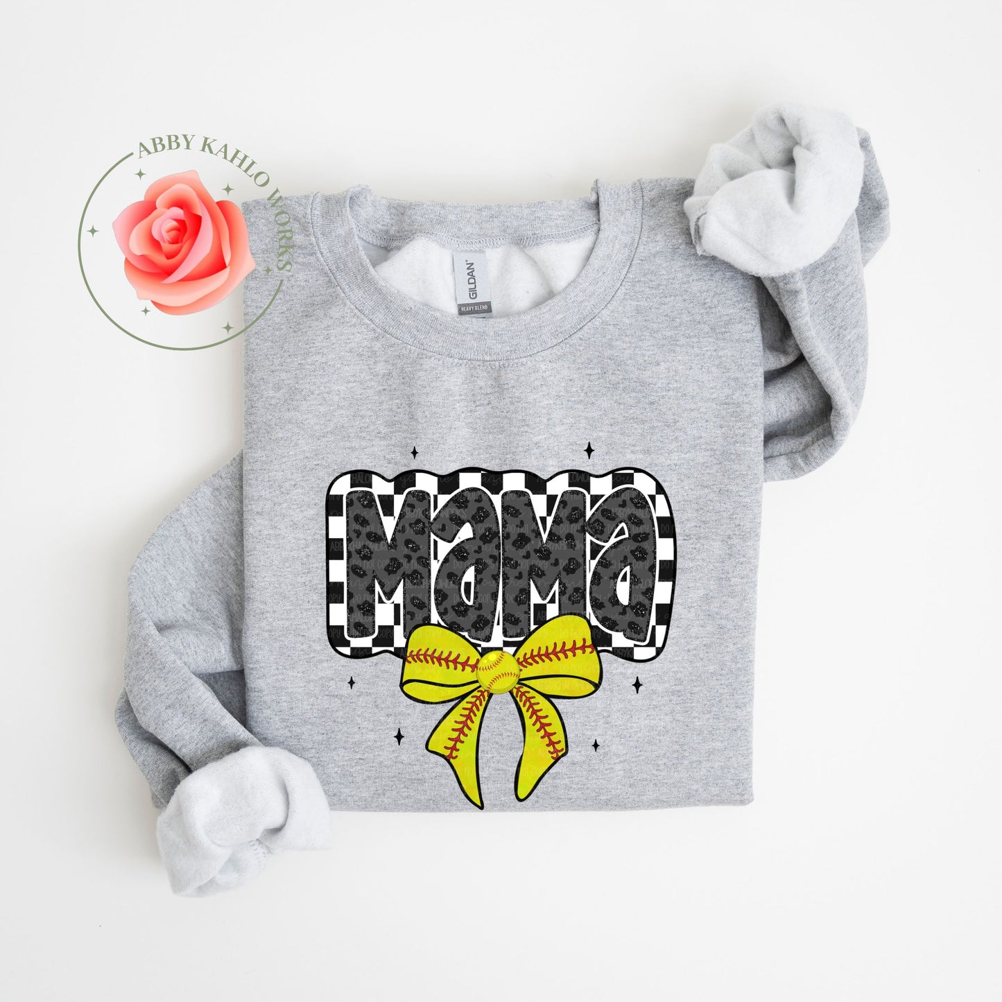 Mama Softball Bow Sweatshirt