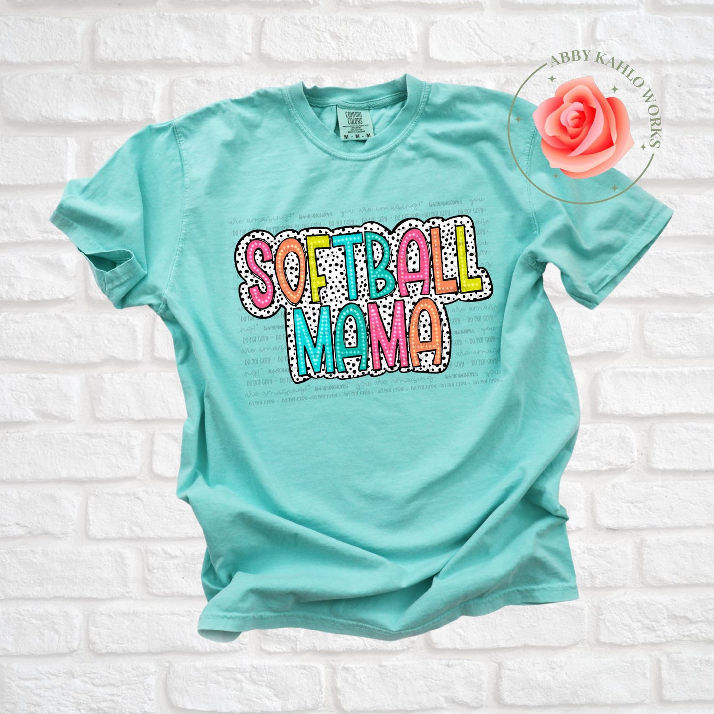 Bright Dalmatian Softball Mama Shirt