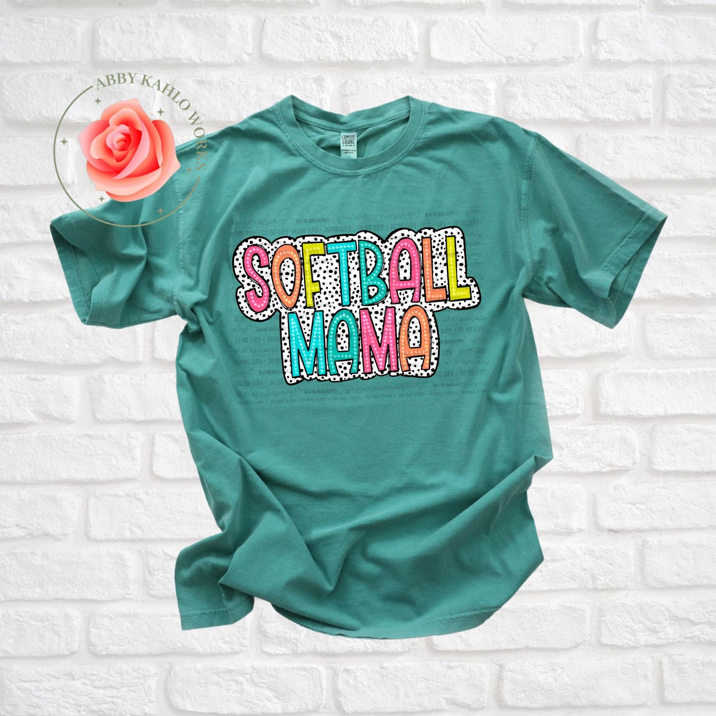 Bright Dalmatian Softball Mama Shirt