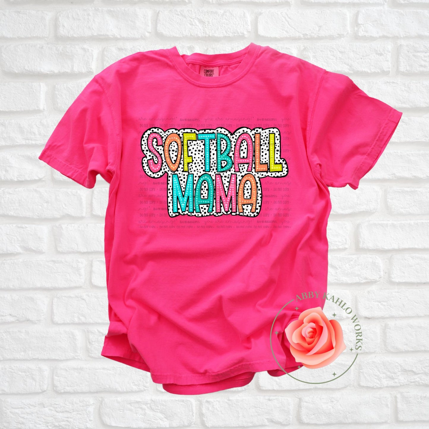 Bright Dalmatian Softball Mama Shirt