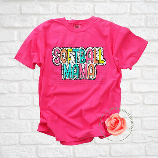 Bright Dalmatian Softball Mama