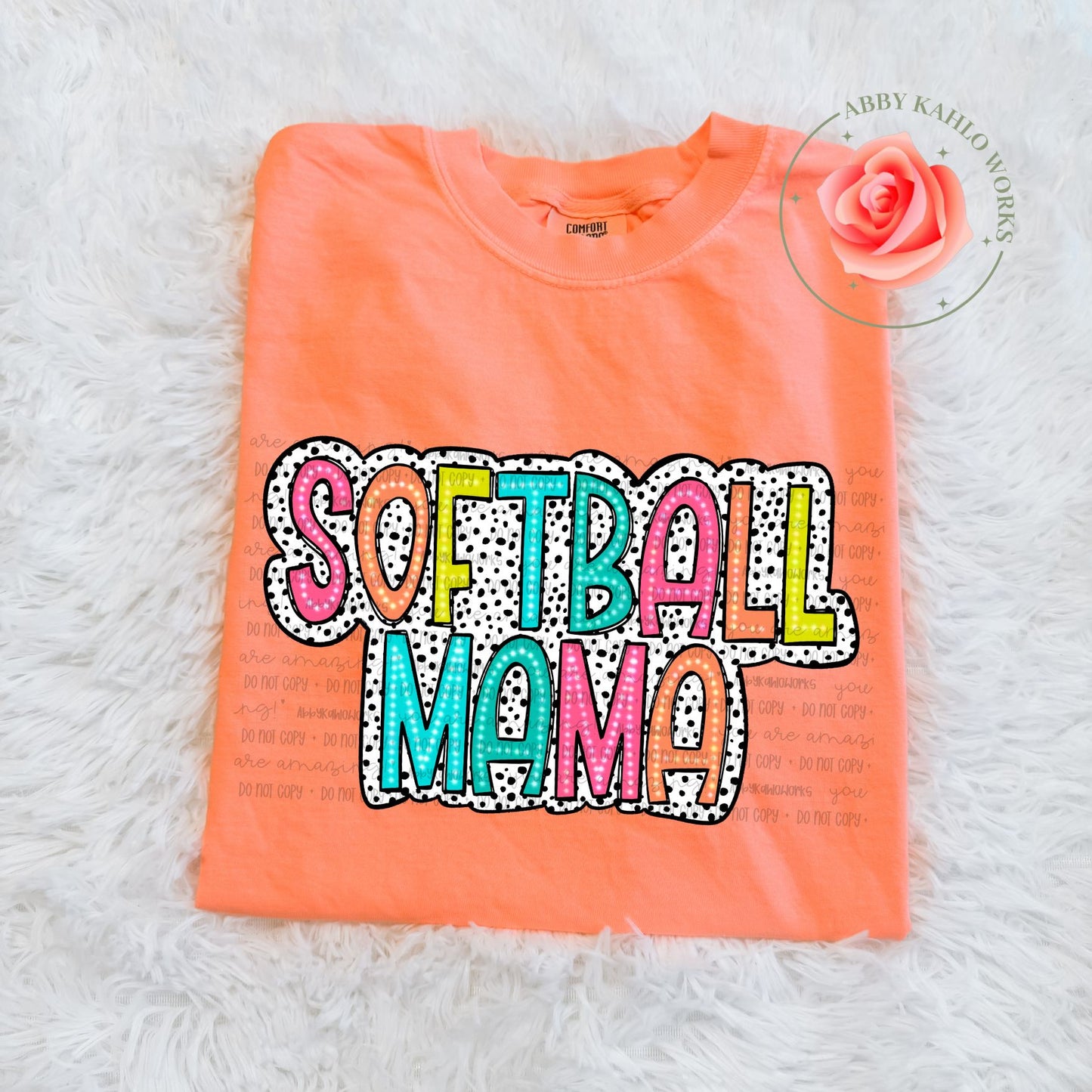 Bright Dalmatian Softball Mama Shirt