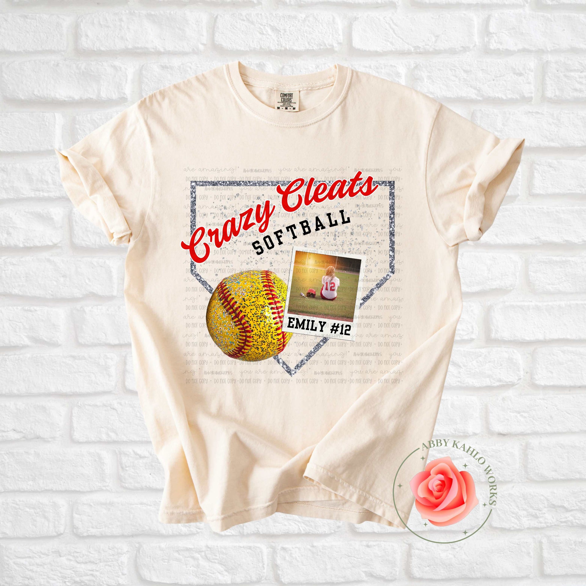 ✨Custom✨ Softball Faux Glitter