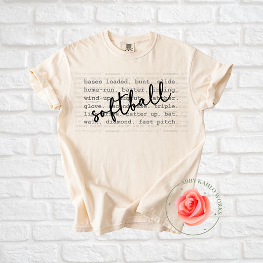 Softball Typography Tee