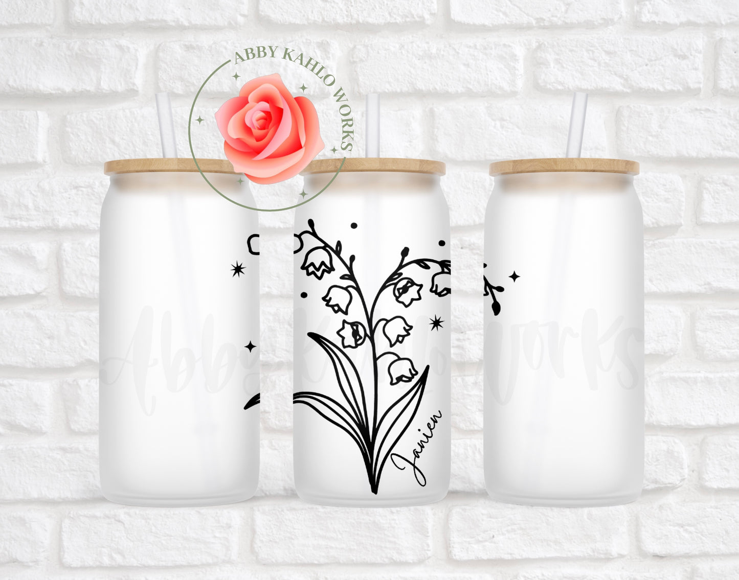 Personalized Floral Birth Month Libbey Cup