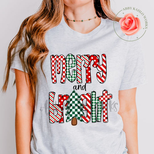 Merry & Bright Checkered Tree Shirt