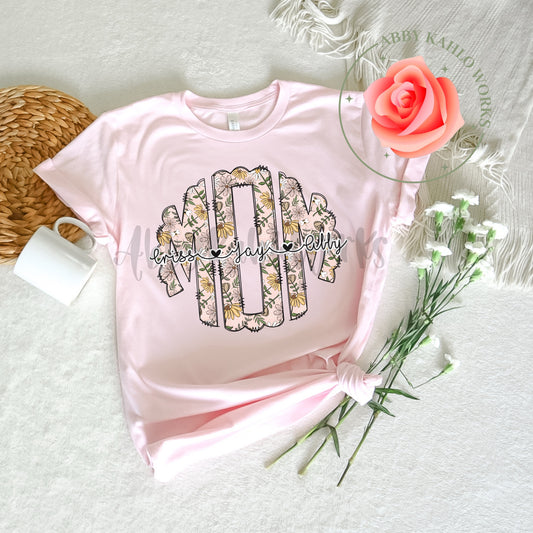 Personalised Flowers & Bees MOM Monogram Shirt