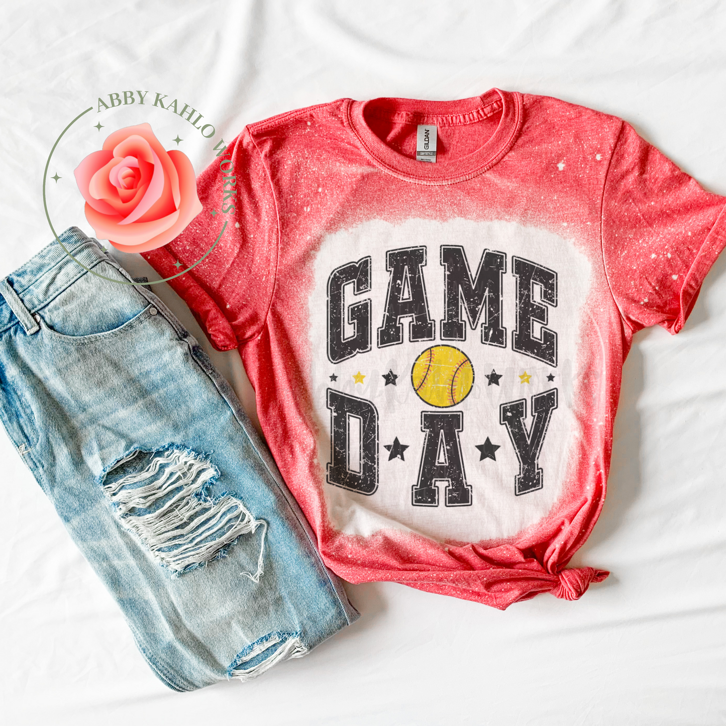 Softball Game Day Bleached Shirt