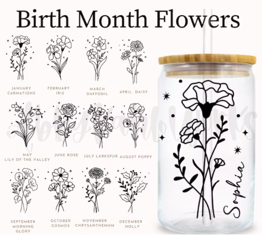 Personalized Floral Birth Month Libbey Cup