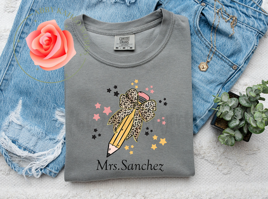 Personalized Sparkle Teacher Coquette Shirt