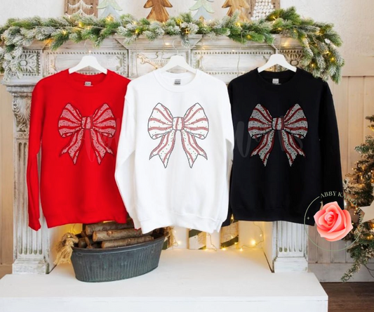 Christmas Bow Spangle Sweatshirt