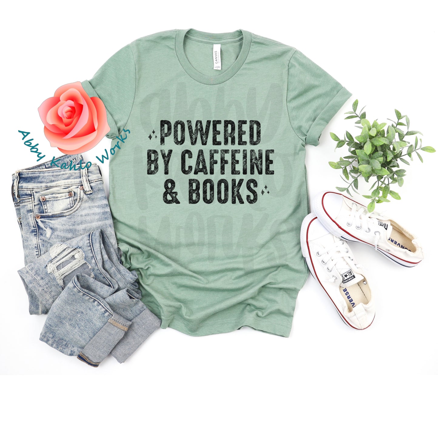 Powered By Caffeine & Books Tee