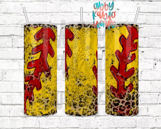 Distressed Leopard Softball Tumbler