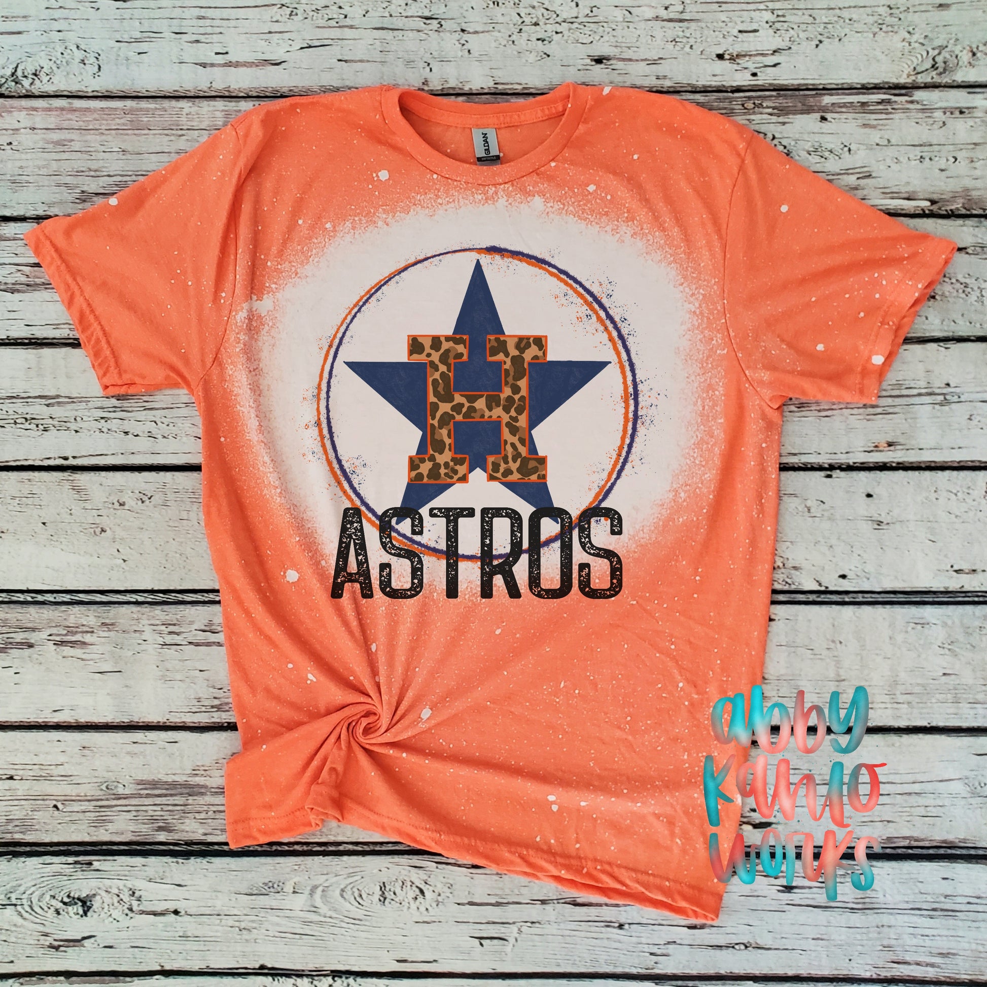 AbbyKahloWorks Astros Splatter Bleached Shirt Large